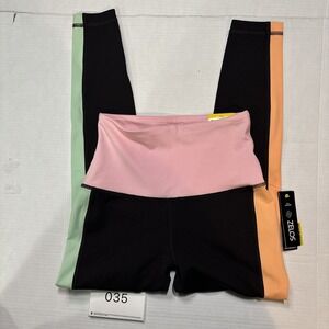 Zelos Leggings Women's Size Small Colorblock Black Pink Green Orange Activewear
